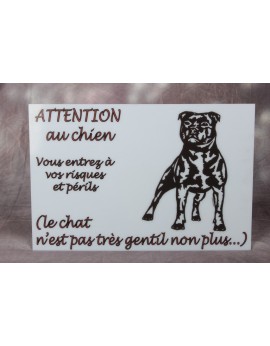 Plaque PVC "Attention au chien, le chat n'est pas très gentil n'ont plus"
