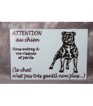 Plaque PVC "Attention au chien, le chat n'est pas très gentil n'ont plus"