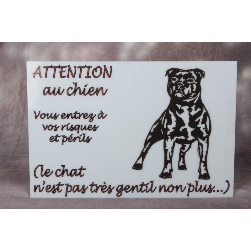 Plaque PVC Attention au chien, le chat n'est pas très gentil n'ont plus -  DISTRIVET