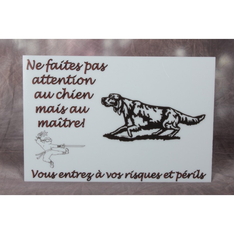 Plaque en métal noir « Attention au chien » Dalmatien 20x25 cm